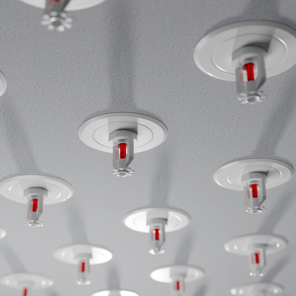 Ticarət mərkəzində quraşdırılmış sprinkler yanğın söndürmə sistemi